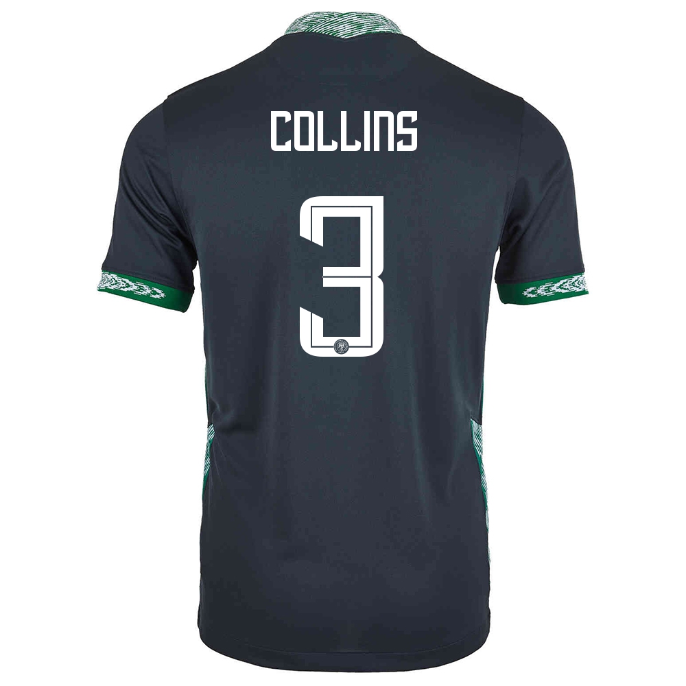 Női Nigériai labdarúgó-válogatott Jamilu Collins #3 Idegenbeli Fekete 2021 Mez Póló Ing
