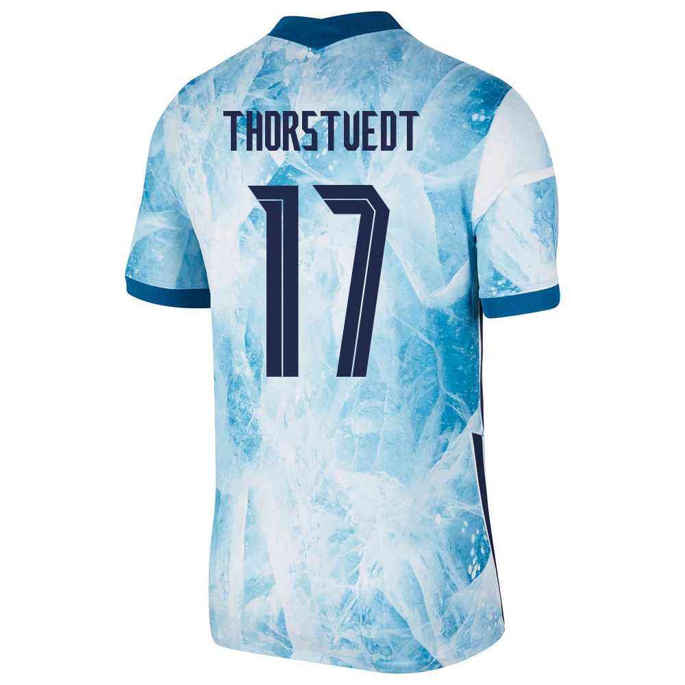 Női Norvég labdarúgó-válogatott Kristian Thorstvedt #17 Idegenbeli Világoskék 2021 Mez Póló Ing