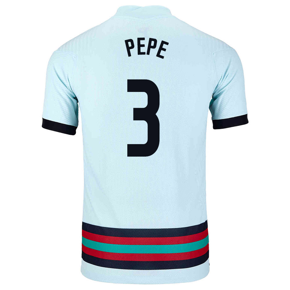 Női Portugál labdarúgó-válogatott Pepe #3 Idegenbeli Világoskék 2021 Mez Póló Ing