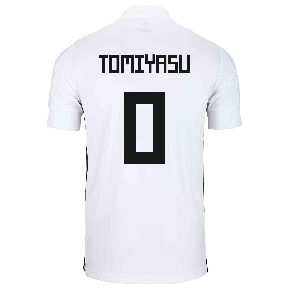 Férfi Japán labdarúgó-válogatott Takehiro Tomiyasu #0 Idegenbeli Fehér 2021 Mez Póló Ing