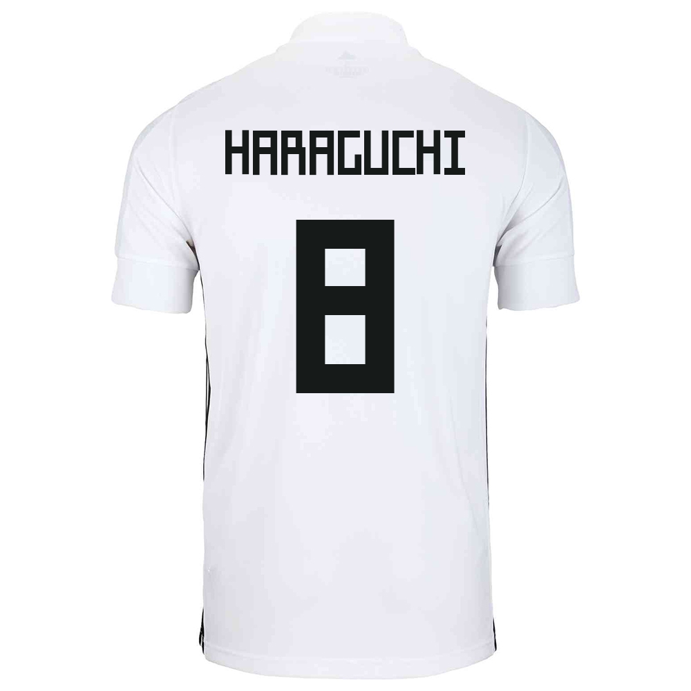 Férfi Japán labdarúgó-válogatott Genki Haraguchi #8 Idegenbeli Fehér 2021 Mez Póló Ing