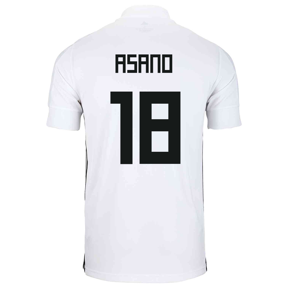 Férfi Japán labdarúgó-válogatott Takuma Asano #18 Idegenbeli Fehér 2021 Mez Póló Ing