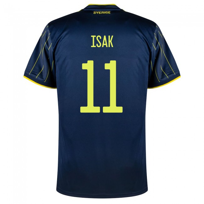Női Svéd labdarúgó-válogatott Alexander Isak #11 Idegenbeli Sötétkék 2021 Mez Póló Ing