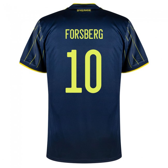 Női Svéd labdarúgó-válogatott Emil Forsberg #10 Idegenbeli Sötétkék 2021 Mez Póló Ing