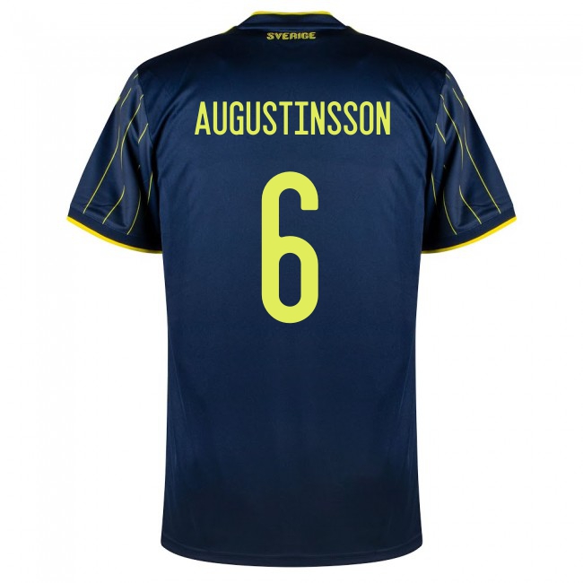 Női Svéd labdarúgó-válogatott Ludwig Augustinsson #6 Idegenbeli Sötétkék 2021 Mez Póló Ing