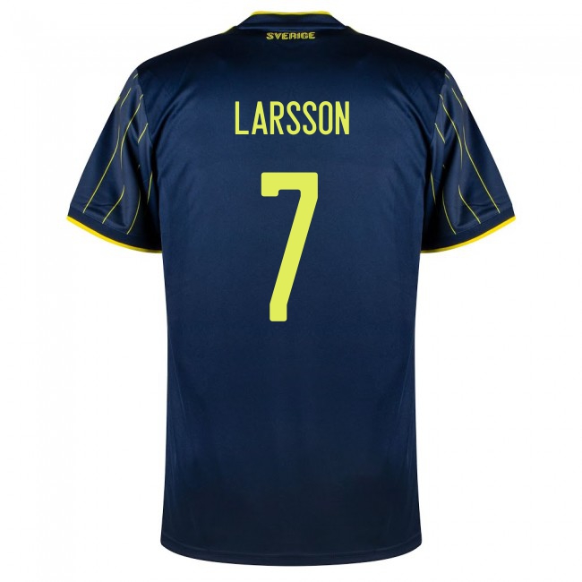 Férfi Svéd Labdarúgó-válogatott Sebastian Larsson #7 Idegenbeli Sötétkék 2021 Mez Póló Ing