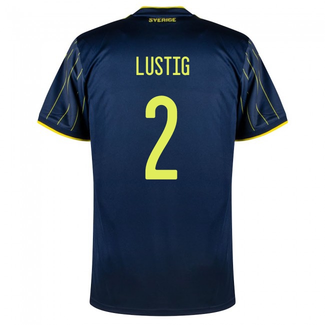 Női Svéd labdarúgó-válogatott Mikael Lustig #2 Idegenbeli Sötétkék 2021 Mez Póló Ing