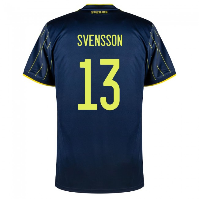 Női Svéd labdarúgó-válogatott Gustav Svensson #13 Idegenbeli Sötétkék 2021 Mez Póló Ing