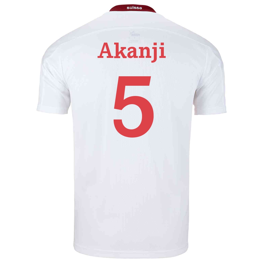 Női Svájci labdarúgó-válogatott Manuel Akanji #5 Idegenbeli Fehér 2021 Mez Póló Ing