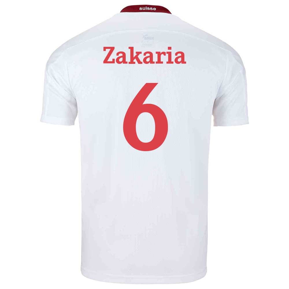Női Svájci labdarúgó-válogatott Denis Zakaria #6 Idegenbeli Fehér 2021 Mez Póló Ing