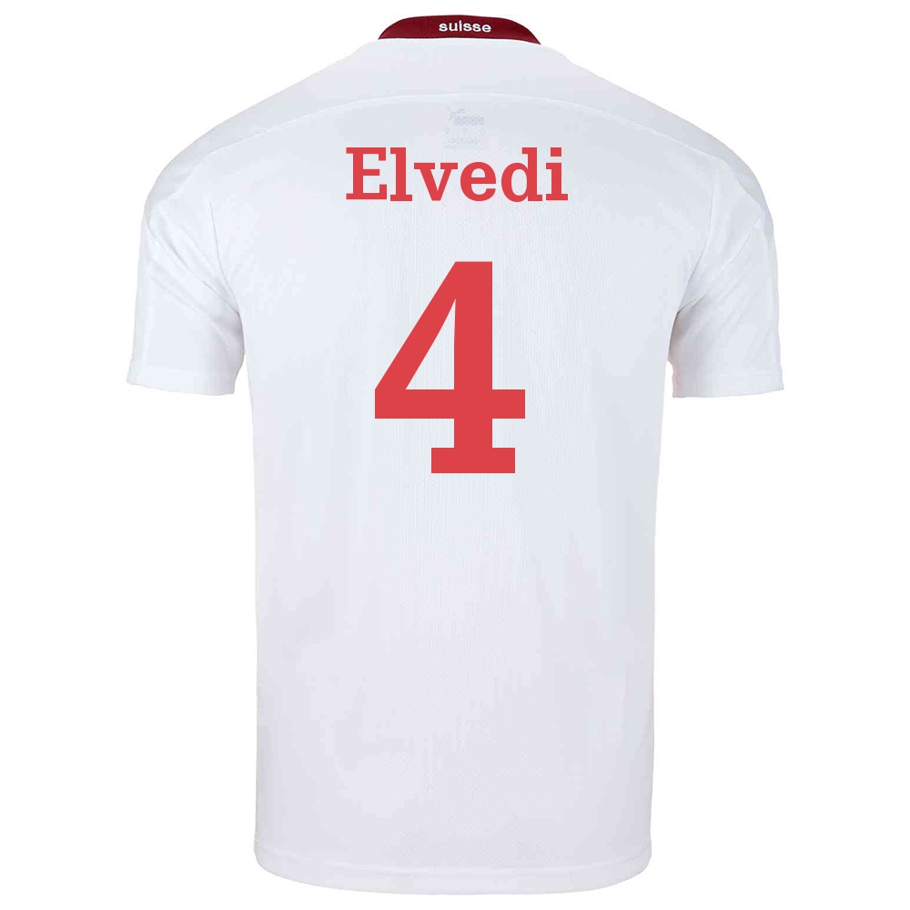Női Svájci labdarúgó-válogatott Nico Elvedi #4 Idegenbeli Fehér 2021 Mez Póló Ing