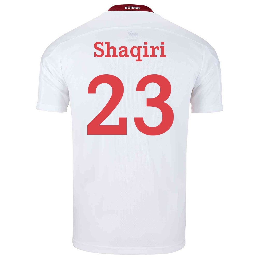 Női Svájci labdarúgó-válogatott Xherdan Shaqiri #23 Idegenbeli Fehér 2021 Mez Póló Ing