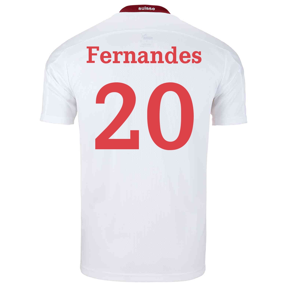 Női Svájci labdarúgó-válogatott Edimilson Fernandes #20 Idegenbeli Fehér 2021 Mez Póló Ing