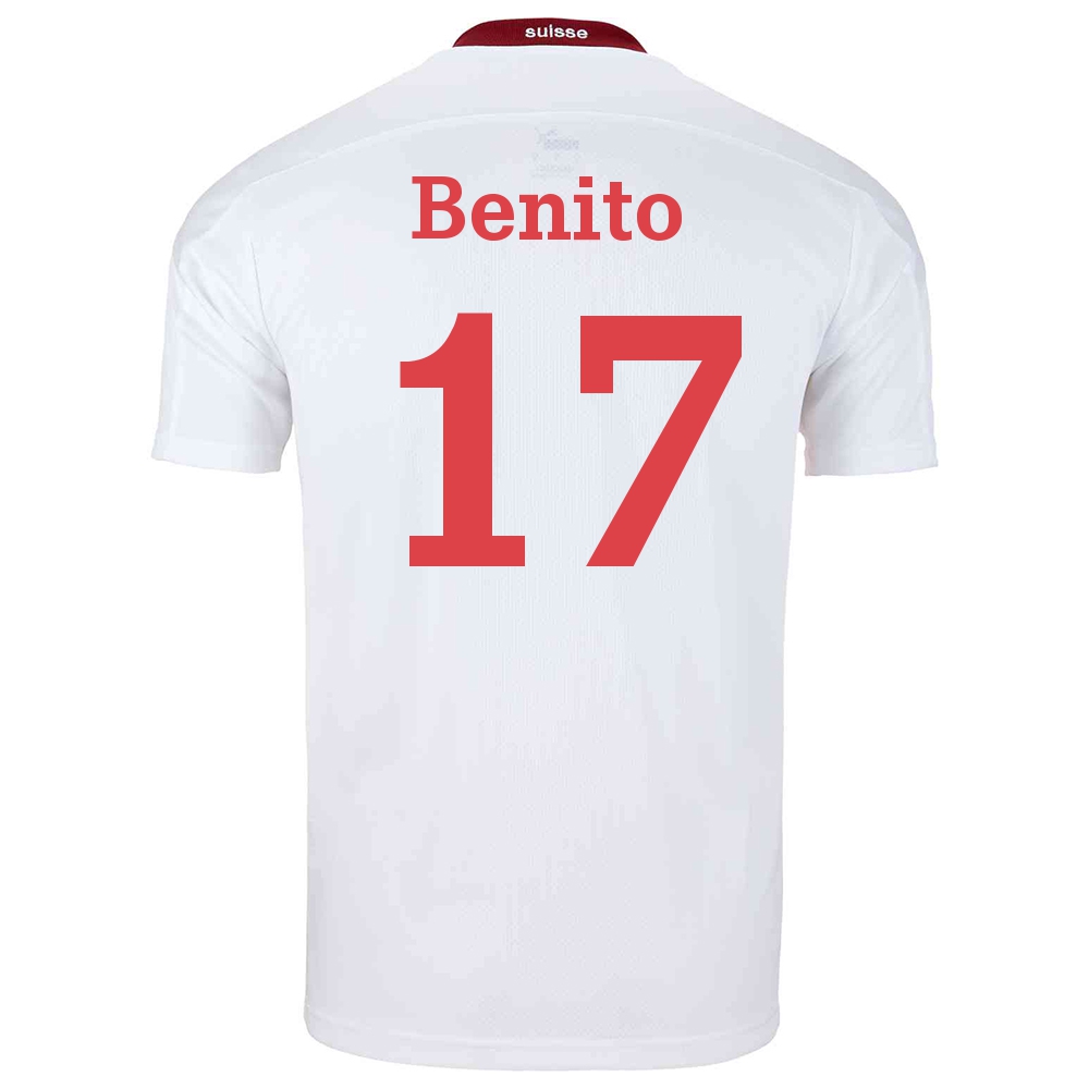 Női Svájci labdarúgó-válogatott Loris Benito #17 Idegenbeli Fehér 2021 Mez Póló Ing