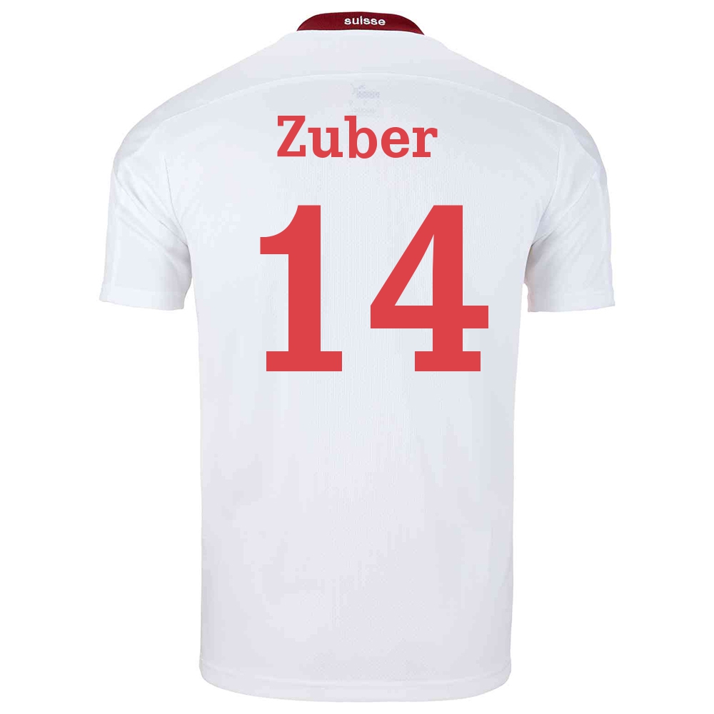 Női Svájci labdarúgó-válogatott Steven Zuber #14 Idegenbeli Fehér 2021 Mez Póló Ing
