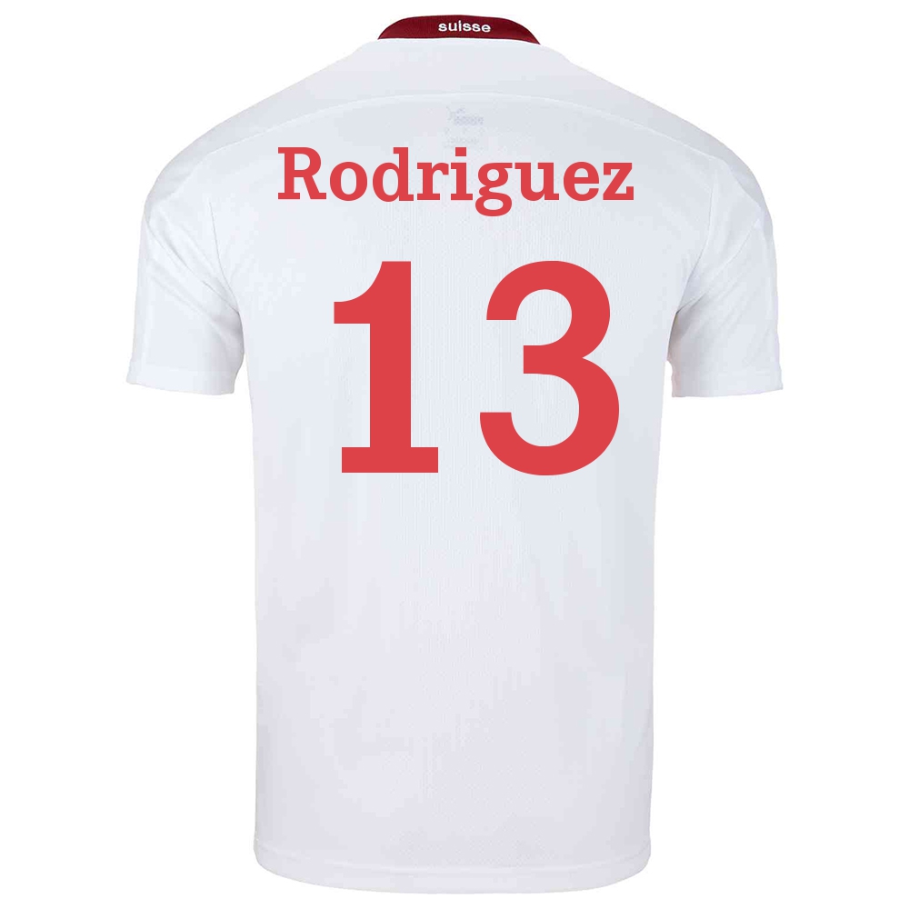 Női Svájci labdarúgó-válogatott Ricardo Rodriguez #13 Idegenbeli Fehér 2021 Mez Póló Ing