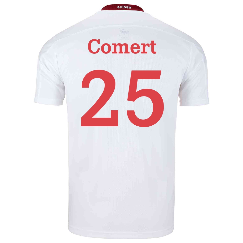 Női Svájci labdarúgó-válogatott Eray Comert #25 Idegenbeli Fehér 2021 Mez Póló Ing