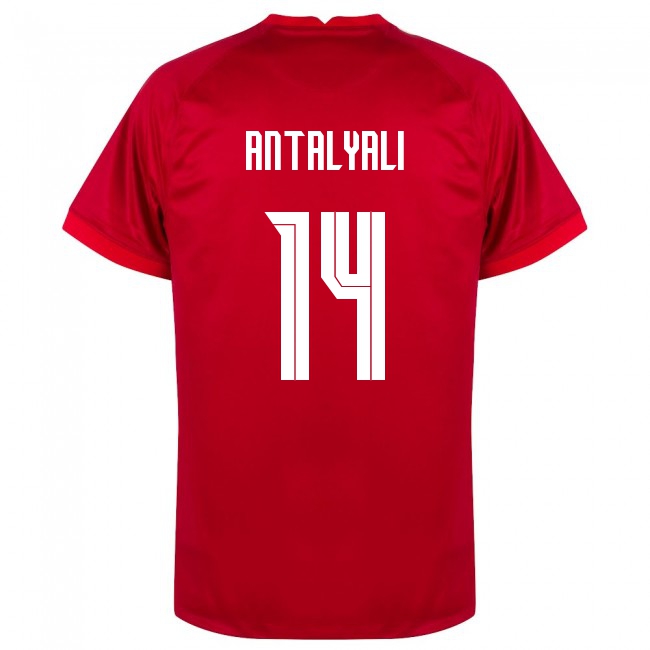 Női Török labdarúgó-válogatott Taylan Antalyali #14 Idegenbeli Piros 2021 Mez Póló Ing