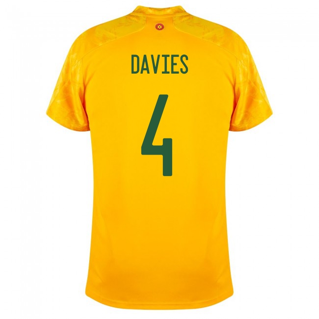 Női Walesi labdarúgó-válogatott Ben Davies #4 Idegenbeli Sárga 2021 Mez Póló Ing