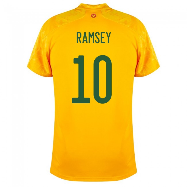 Női Walesi labdarúgó-válogatott Aaron Ramsey #10 Idegenbeli Sárga 2021 Mez Póló Ing