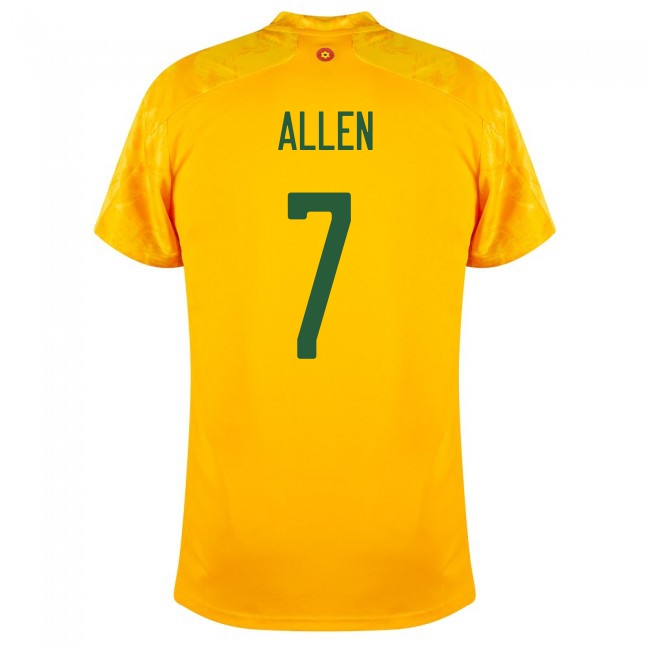 Női Walesi labdarúgó-válogatott Joe Allen #7 Idegenbeli Sárga 2021 Mez Póló Ing