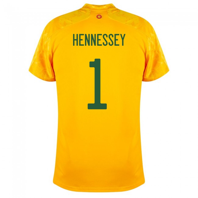 Női Walesi labdarúgó-válogatott Wayne Hennessey #1 Idegenbeli Sárga 2021 Mez Póló Ing