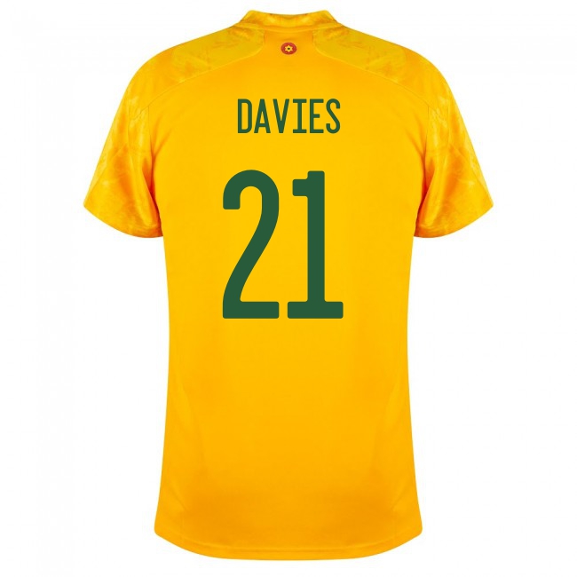 Női Walesi labdarúgó-válogatott Adam Davies #21 Idegenbeli Sárga 2021 Mez Póló Ing
