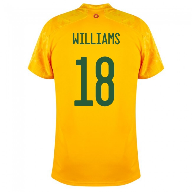 Férfi Walesi labdarúgó-válogatott Jonathan Williams #18 Idegenbeli Sárga 2021 Mez Póló Ing