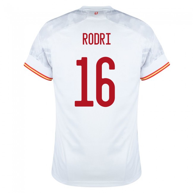 Női Spanyol labdarúgó-válogatott Rodri #16 Idegenbeli Fehér 2021 Mez Póló Ing
