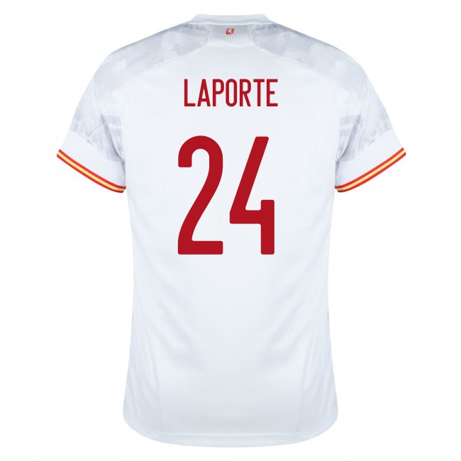 Női Spanyol labdarúgó-válogatott Aymeric Laporte #24 Idegenbeli Fehér 2021 Mez Póló Ing
