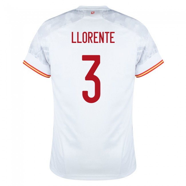 Női Spanyol labdarúgó-válogatott Diego Llorente #3 Idegenbeli Fehér 2021 Mez Póló Ing