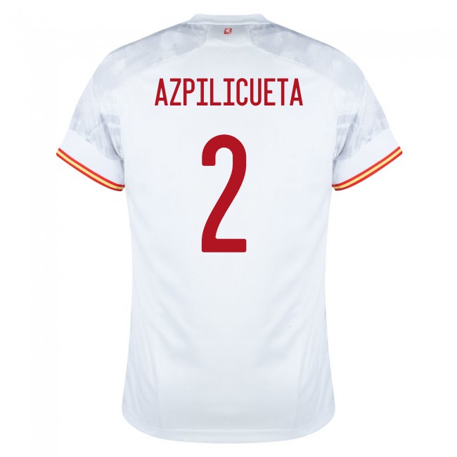 Női Spanyol labdarúgó-válogatott Cesar Azpilicueta #2 Idegenbeli Fehér 2021 Mez Póló Ing