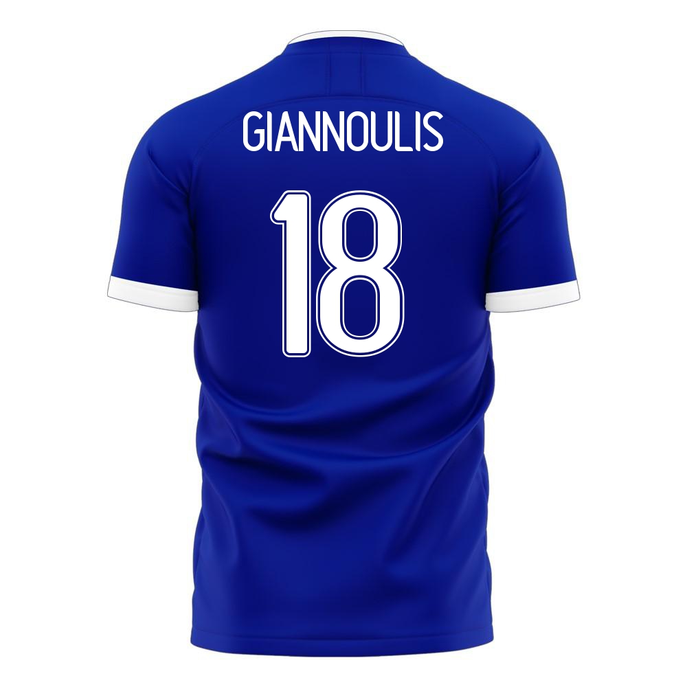 Női Görög labdarúgó-válogatott Dimitrios Giannoulis #18 Idegenbeli Kék 2021 Mez Póló Ing