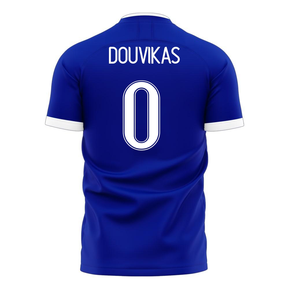 Női Görög labdarúgó-válogatott Anastasios Douvikas #0 Idegenbeli Kék 2021 Mez Póló Ing