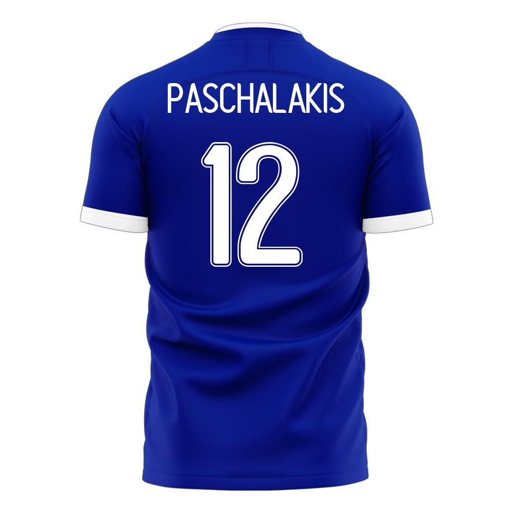 Férfi Görög labdarúgó-válogatott Alexandros Paschalakis #12 Idegenbeli Kék 2021 Mez Póló Ing