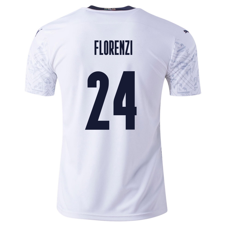 Női Olasz labdarúgó-válogatott Alessandro Florenzi #24 Idegenbeli Fehér 2021 Mez Póló Ing