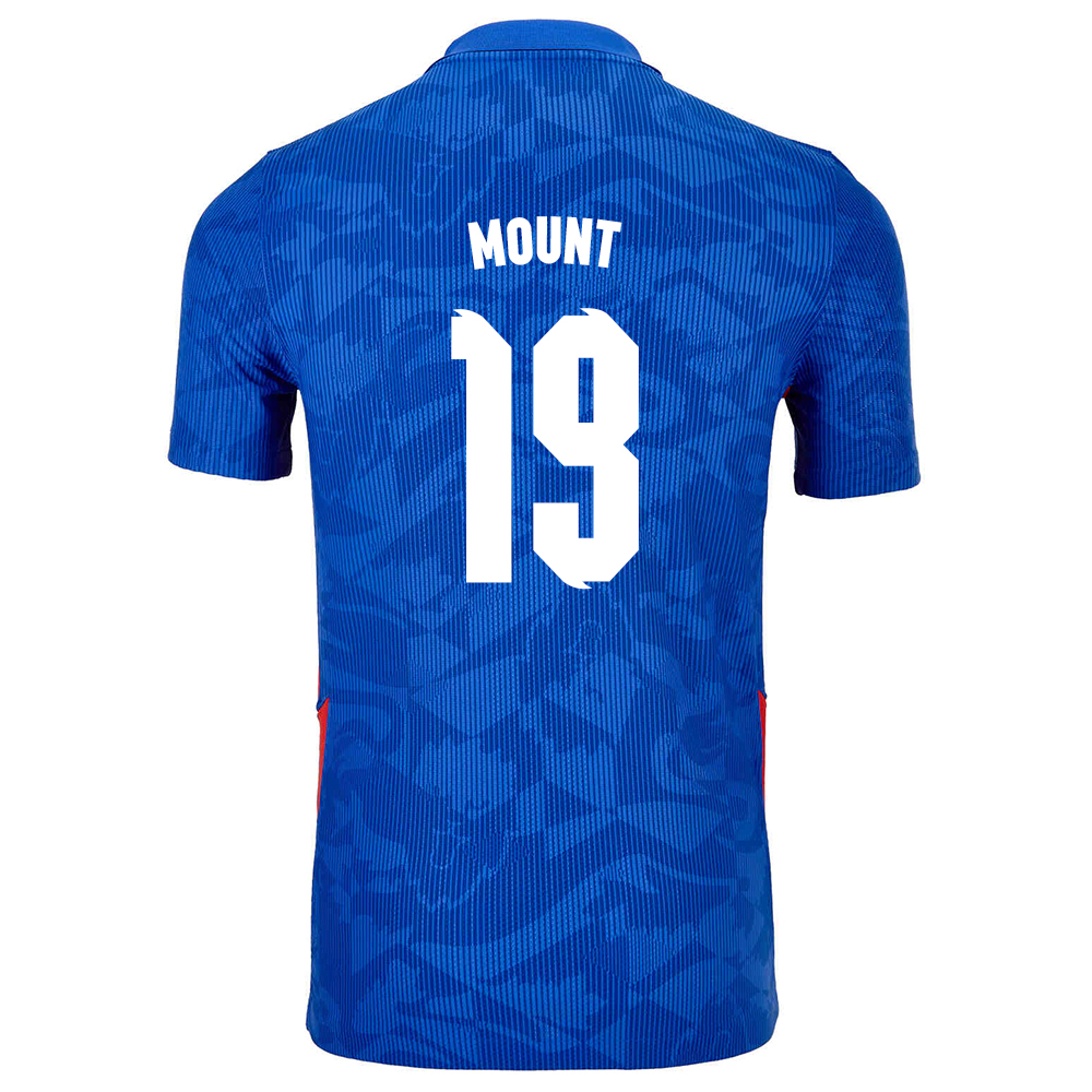Férfi Angol labdarúgó-válogatott Mason Mount #19 Idegenbeli Kék 2021 Mez Póló Ing