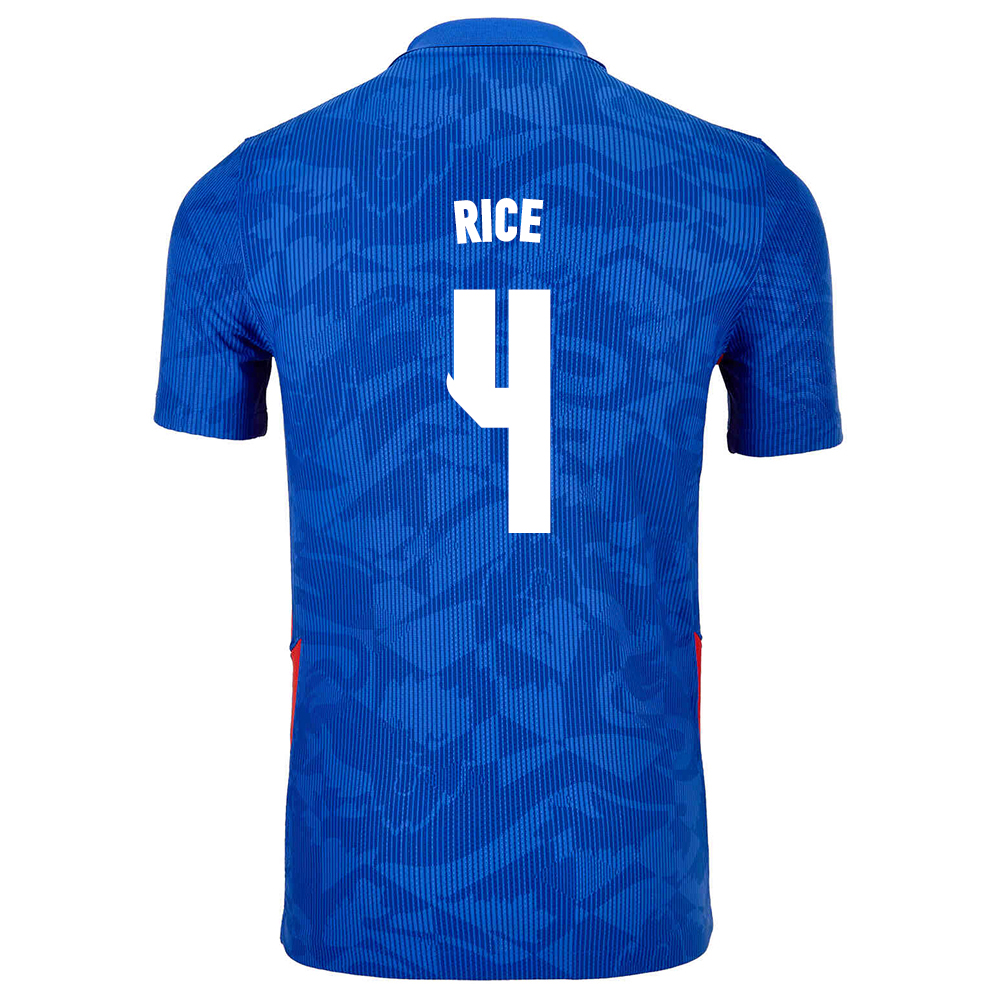 Női Angol labdarúgó-válogatott Declan Rice #4 Idegenbeli Kék 2021 Mez Póló Ing