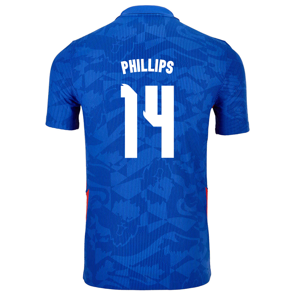 Női Angol labdarúgó-válogatott Kalvin Phillips #14 Idegenbeli Kék 2021 Mez Póló Ing