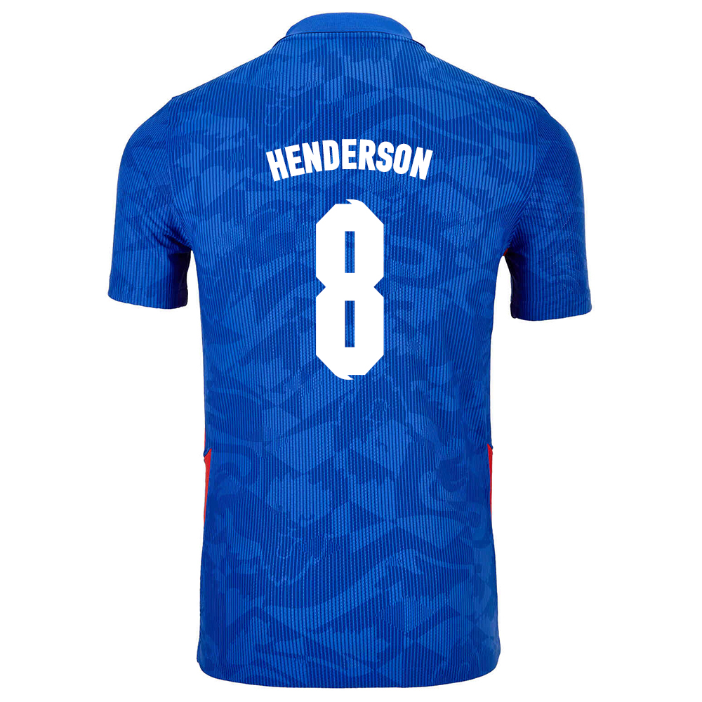 Női Angol labdarúgó-válogatott Jordan Henderson #8 Idegenbeli Kék 2021 Mez Póló Ing