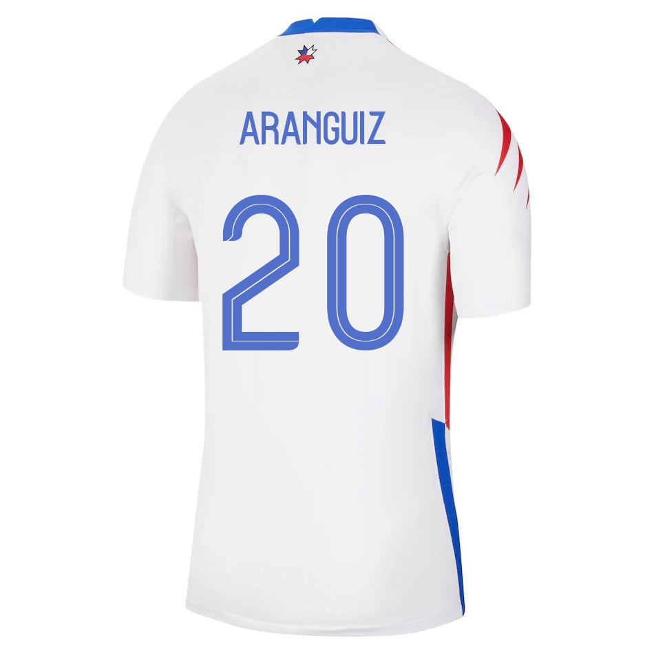 Női Chilei labdarúgó-válogatott Charles Aranguiz #20 Idegenbeli Fehér 2021 Mez Póló Ing