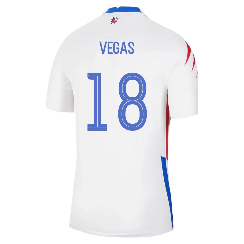 Női Chilei labdarúgó-válogatott Sebastian Vegas #18 Idegenbeli Fehér 2021 Mez Póló Ing