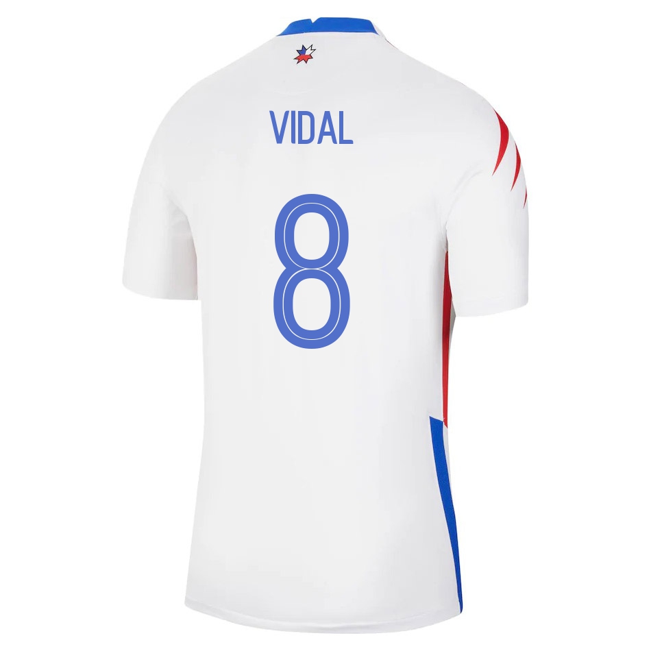 Női Chilei labdarúgó-válogatott Arturo Vidal #8 Idegenbeli Fehér 2021 Mez Póló Ing