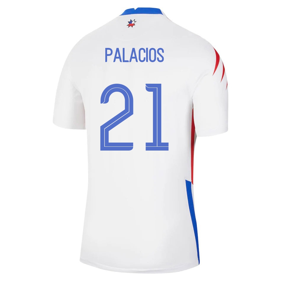 Női Chilei labdarúgó-válogatott Carlos Palacios #21 Idegenbeli Fehér 2021 Mez Póló Ing