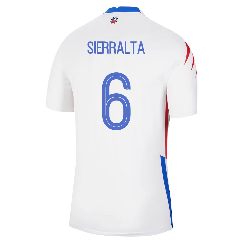 Férfi Chilei labdarúgó-válogatott Francisco Sierralta #6 Idegenbeli Fehér 2021 Mez Póló Ing