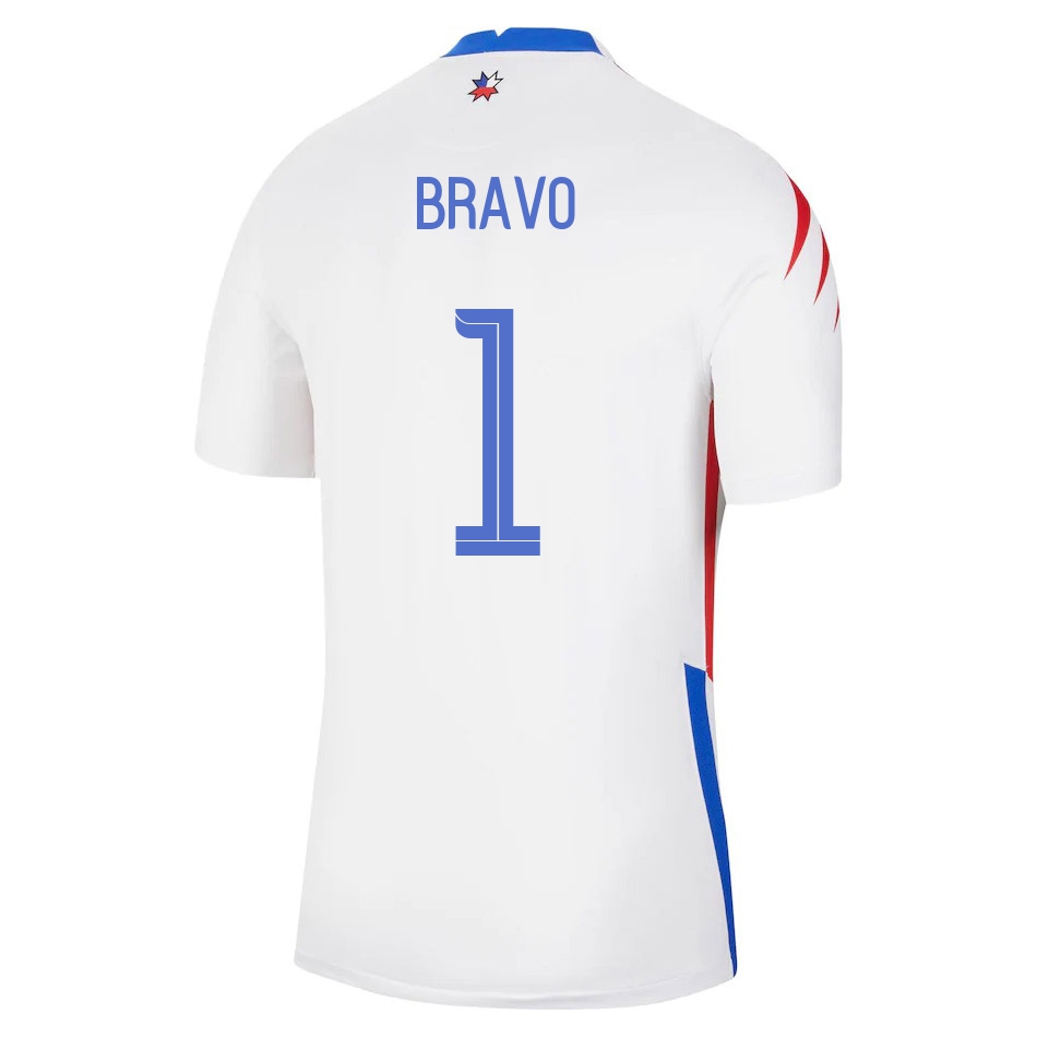 Férfi Chilei labdarúgó-válogatott Claudio Bravo #1 Idegenbeli Fehér 2021 Mez Póló Ing