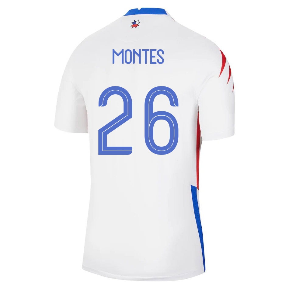 Női Chilei labdarúgó-válogatott Clemente Montes #26 Idegenbeli Fehér 2021 Mez Póló Ing