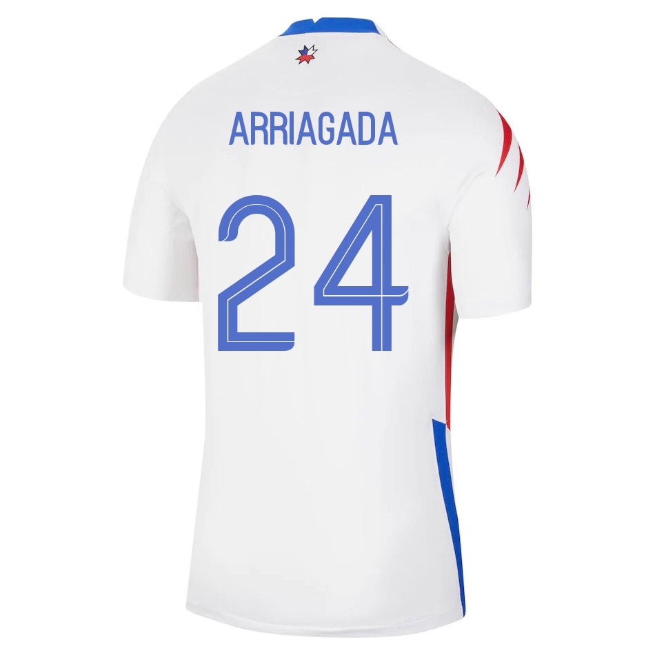 Női Chilei labdarúgó-válogatott Luciano Arriagada #24 Idegenbeli Fehér 2021 Mez Póló Ing