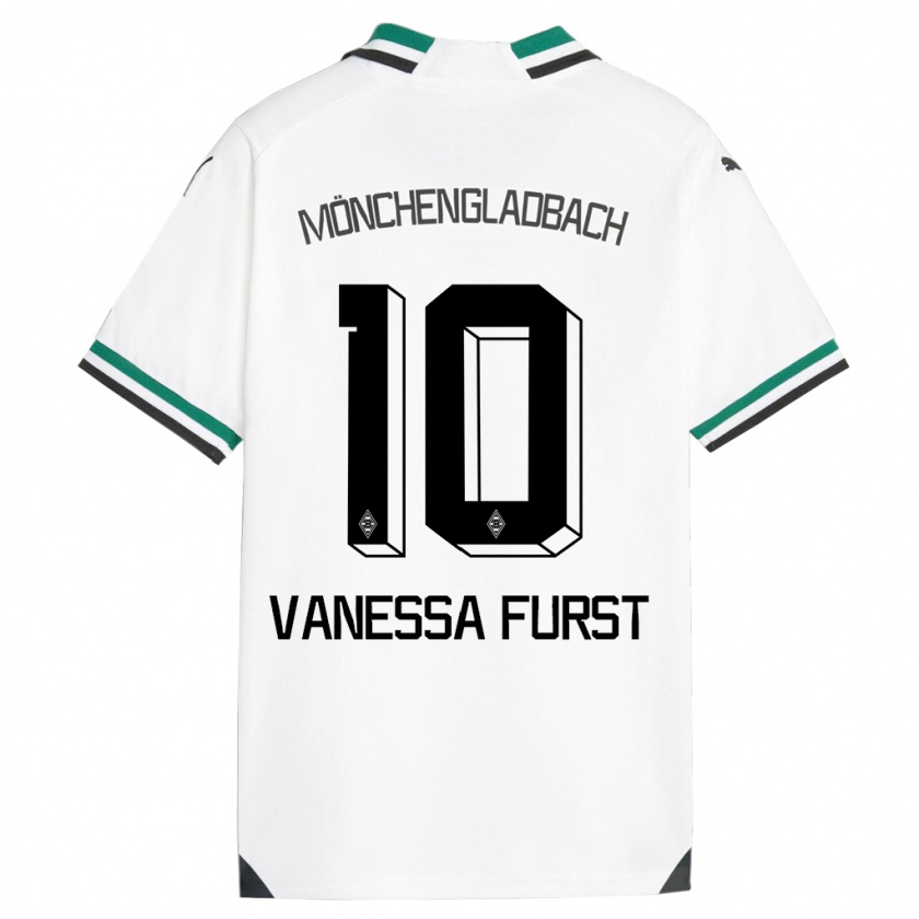Kandiny Gyermek Vanessa Fürst #10 Fehér Zöld Hazai Jersey 2023/24 Mez Póló Ing