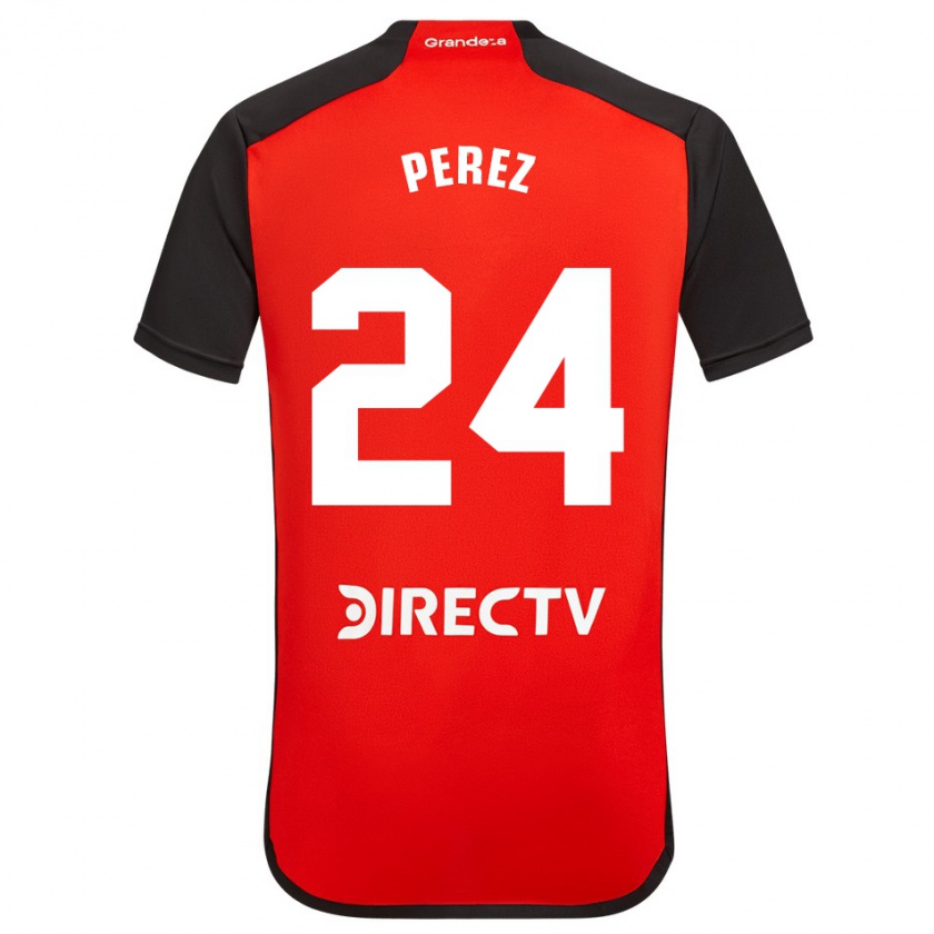 Kandiny Gyermek Enzo Pérez #24 Piros Idegenbeli Jersey 2023/24 Mez Póló Ing